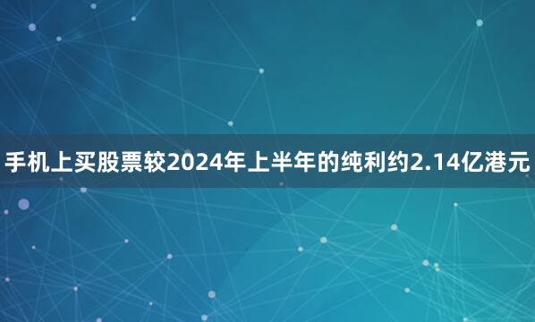 手机上买股票较2024年上半年的纯利约2.14亿港元